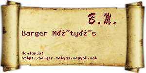 Barger Mátyás névjegykártya